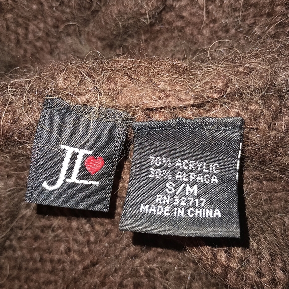 JL Cozy Brown Sweater Poncho - Picture 3 of 3